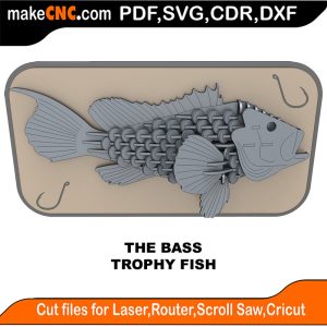 3D puzzle of The Trophy Faux Bass, precision laser-cut CNC template