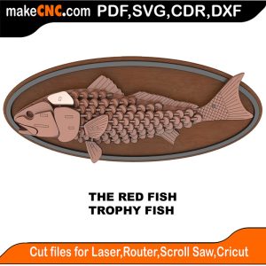 3D puzzle of The Trophy Faux Texas Redfish, precision laser-cut CNC template