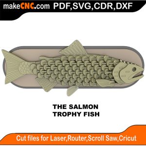 3D puzzle of The Trophy Faux Salmon, precision laser-cut CNC template