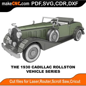 3D puzzle of The Cadillac Rollston 1930, precision laser-cut CNC template