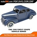 3D puzzle of The Chevy Coupe 1940, precision laser-cut CNC template