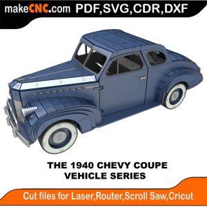 3D puzzle of The Chevy Coupe 1940, precision laser-cut CNC template