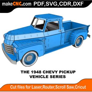 3D puzzle of The Chevy Pickup 1948, precision laser-cut CNC template