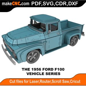 3D puzzle of The Ford F-100 1956, precision laser-cut CNC template