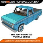 3D puzzle of The Ford F-100 1965, precision laser-cut CNC template
