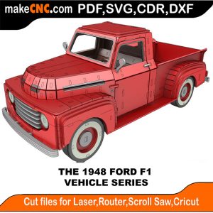 3D puzzle of The Ford F1 1948, precision laser-cut CNC template