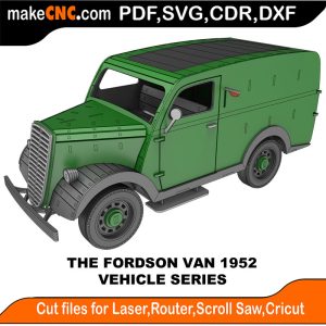 3D puzzle of The Fordson Van 1952, precision laser-cut CNC template