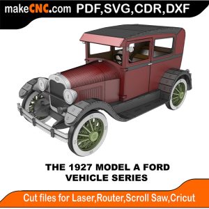 3D puzzle of The Ford Model A 1927, precision laser-cut CNC template
