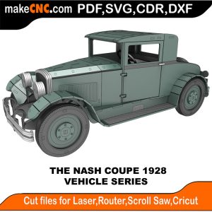 3D puzzle of The Nash Coupe 1928, precision laser-cut CNC template
