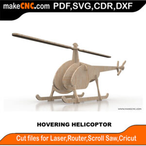 The Hovering Helicopter 3D Puzzle Pattern for CNC Laser Router Silhouette Die Cutter Scroll Saw Model DXF SVG Plans Toy Laser Cricut Silhouette