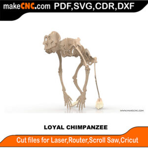 The Loyal Chimpanzee 3D Puzzle Pattern for CNC Laser Router Silhouette Die Cutter Scroll Saw Model DXF SVG Plans Toy Laser Cricut Silhouette