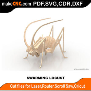 The Swarming Locust 3D Puzzle Pattern for CNC Laser Router Silhouette Die Cutter Scroll Saw Model DXF SVG Plans Toy Laser Cricut Silhouette