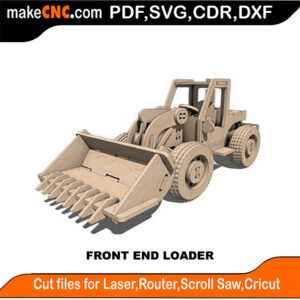 Bulldozer Front End Loader 3D Puzzle Pattern for CNC Laser Router Silhouette Die Cutter Scroll Saw Model DXF SVG Plans Toy Laser Cricut Silhouette