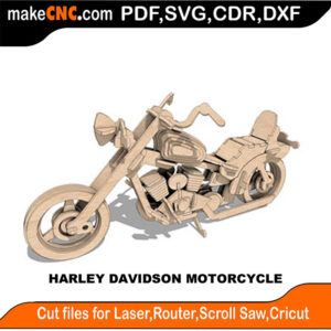 Harley Davidson Motorcycle Pattern Scroll Saw Model DXF SVG Plans Toy Laser Cricut Silhouette