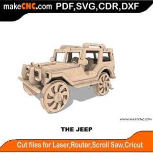 New Yorker Jeep Vehicle Scroll Saw Model DXF SVG Plans Toy Laser Cricut