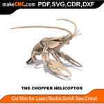 3D puzzle of a large marine lobster, precision laser-cut CNC template