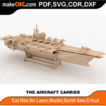 3D puzzle of an aircraft carrier, precision laser-cut CNC template