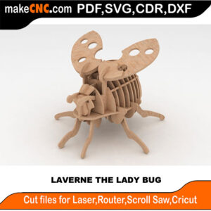 3D puzzle of a ladybug, precision laser-cut CNC template