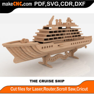 3D puzzle of a cruise ship, precision laser-cut CNC template