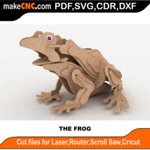 3D puzzle of a frog, precision laser-cut CNC template