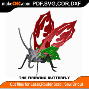 3D puzzle of the Firewing Butterfly, precision laser-cut CNC template