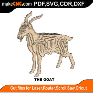 3D puzzle of a goat, precision laser-cut CNC template