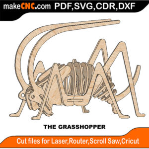 3D puzzle of a grasshopper, precision laser-cut CNC template