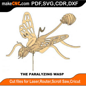 3D puzzle of a paralyzing wasp, precision laser-cut CNC template