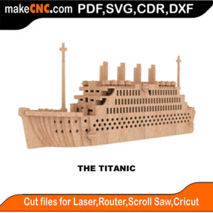 3D puzzle of the Titanic, precision laser-cut CNC template