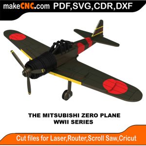 3D puzzle of the Mitsubishi Zero Plane, precision laser-cut CNC template