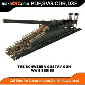 3D puzzle of the Schwerer Gustav Gun, precision laser-cut CNC template