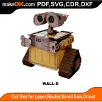 3D puzzle of Wall-E, precision laser-cut CNC template