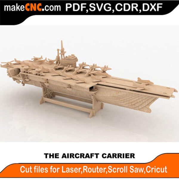 Aircraft Carrier : 3D Puzzle, Laser Cut, Scroll Saw, CNC Router, Template, Pattern DXF, CDR, SVG