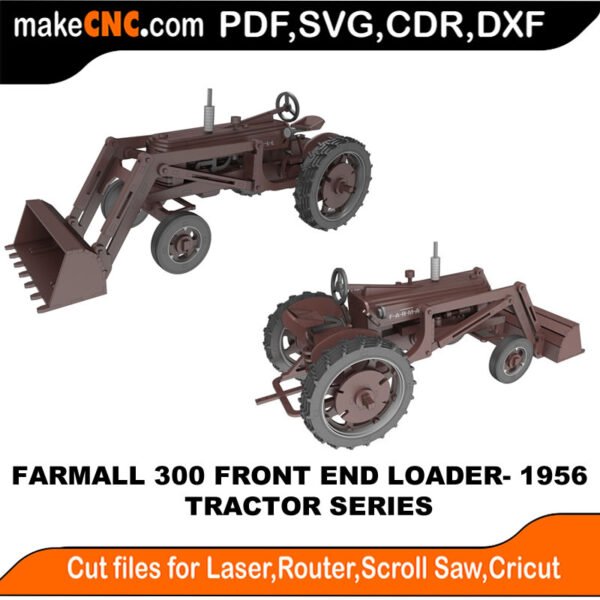 Farmall 300 Tractor 1956 : 3D Puzzle, Laser Cut, Scroll Saw, CNC Router, Template, Pattern, DXF, CDR, SVG
