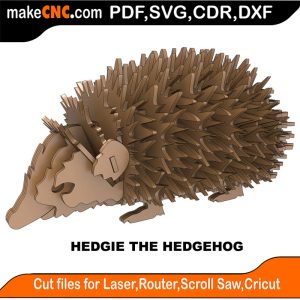 Hedgie Hedgehog Animal Laser-Cut Puzzle Pattern Router Plasma Scroll Saw Die Cutter Silhouette Plasma Router CDR SVG DXF PDF