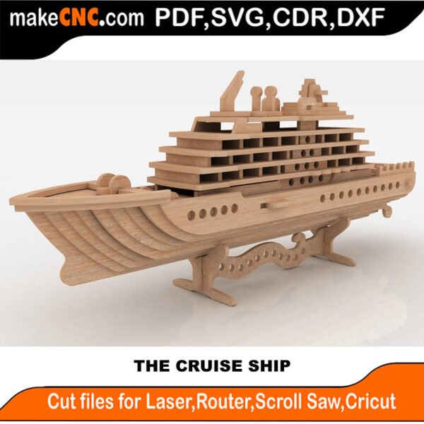 Cruise Ship : 3D Puzzle, Laser Cut, Scroll Saw, CNC Router, Template, Pattern DXF, CDR, SVG