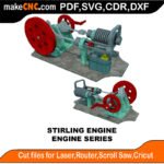The Stirling Engine 3D Puzzle - Mechanical Engineering Model Pattern for CNC and Laser Cutting