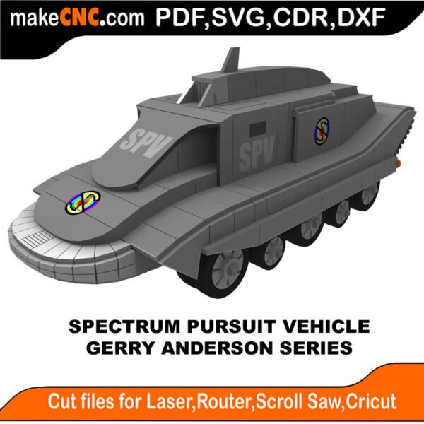 Captain Scarlett Spectrum Pursuit Vehicle - Gerry Anderson : 3D Puzzle, Laser Cut, Scroll Saw, CNC Router, Template, Pattern DXF, CDR, SVG