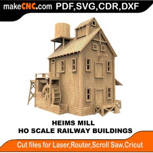 HO Scale Railway Building Heims Mill 3D Puzzle Pattern Perfect for Silhouette Cutting Silver Bullet Cricut K-40 3018 CNC