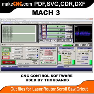 "Screenshot of Mach3 CNC Control Software interface showing the main control panel with options for machine operation, settings, and toolpath visualization."
