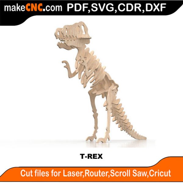 The Gigantic T-Rex Plasma Version : CNC Plasma or Metal Cutting Laser : 3D Puzzle, Template, Pattern, DXF SVG, CDR