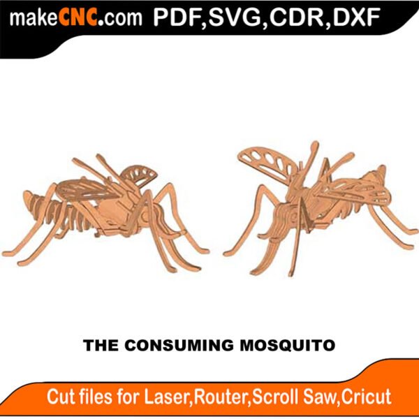 The Consuming Mosquito Plasma Version : CNC Plasma or Metal Cutting Laser : 3D Puzzle, Template, Pattern, DXF SVG, CDR