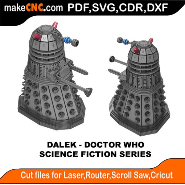 The Dalek - Dr Who : 3D Puzzle, Laser Cut, Scroll Saw, CNC Router, Template, Pattern, DXF, CDR, SVG