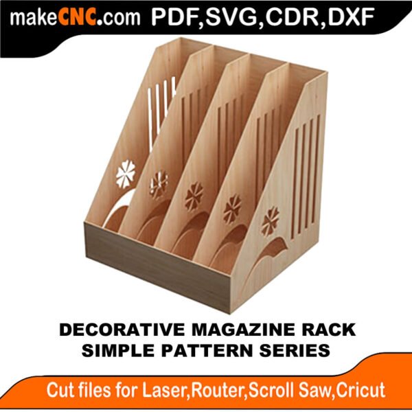 Decorative Magazine Rack : 3D Puzzle, Laser Cut, Scroll Saw, CNC Router, Template, Pattern DXF, CDR, SVG