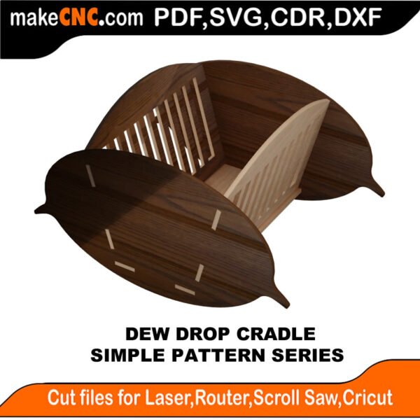 Dew Drop Cradle : 3D Puzzle, Laser Cut, Scroll Saw, CNC Router, Template, Pattern DXF, CDR, SVG