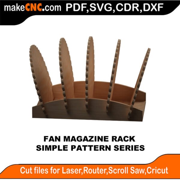 Fan Magazine Rack : 3D Puzzle, Laser Cut, Scroll Saw, CNC Router, Template, Pattern DXF, CDR, SVG