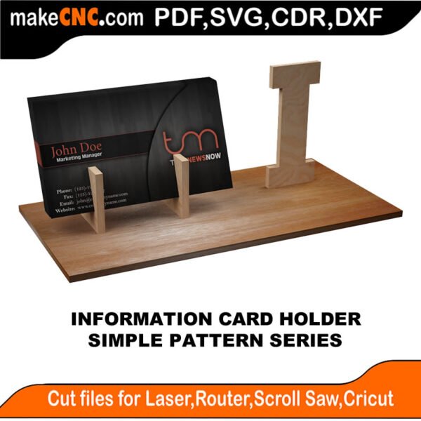 Information Card Holder : 3D Puzzle, Laser Cut, Scroll Saw, CNC Router, Template, Pattern DXF, CDR, SVG