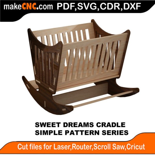 Sweet Dreams Cradle : 3D Puzzle, Laser Cut, Scroll Saw, CNC Router, Template, Pattern DXF, CDR, SVG