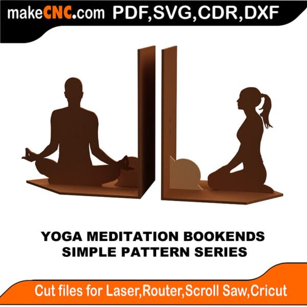 Yoga Meditation Bookends : 3D Puzzle, Laser Cut, Scroll Saw, CNC Router, Template, Pattern DXF, CDR, SVG
