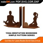 3D puzzle of Yoga Meditation Bookends, precision laser-cut CNC template